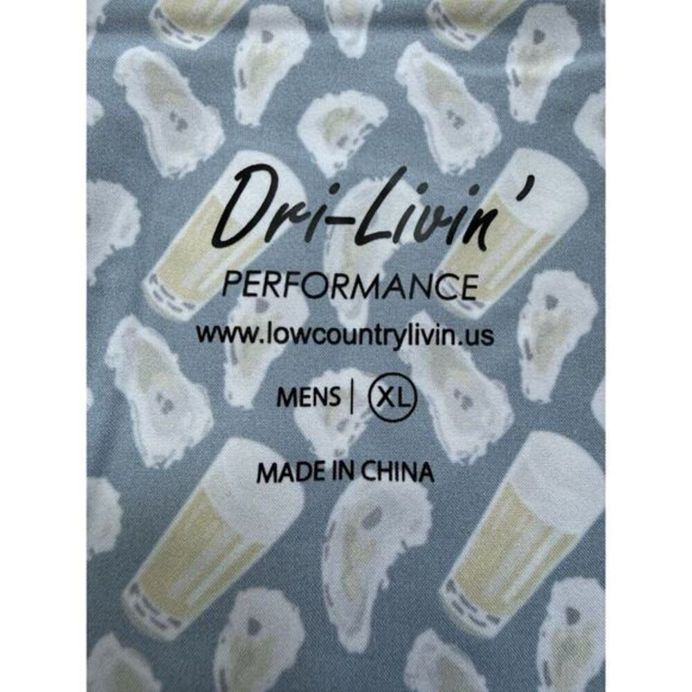 Dri Livin’ Performance Men’s Button Front Shirt XL Beer Oysters Short Sleeve - Picture 5 of 8